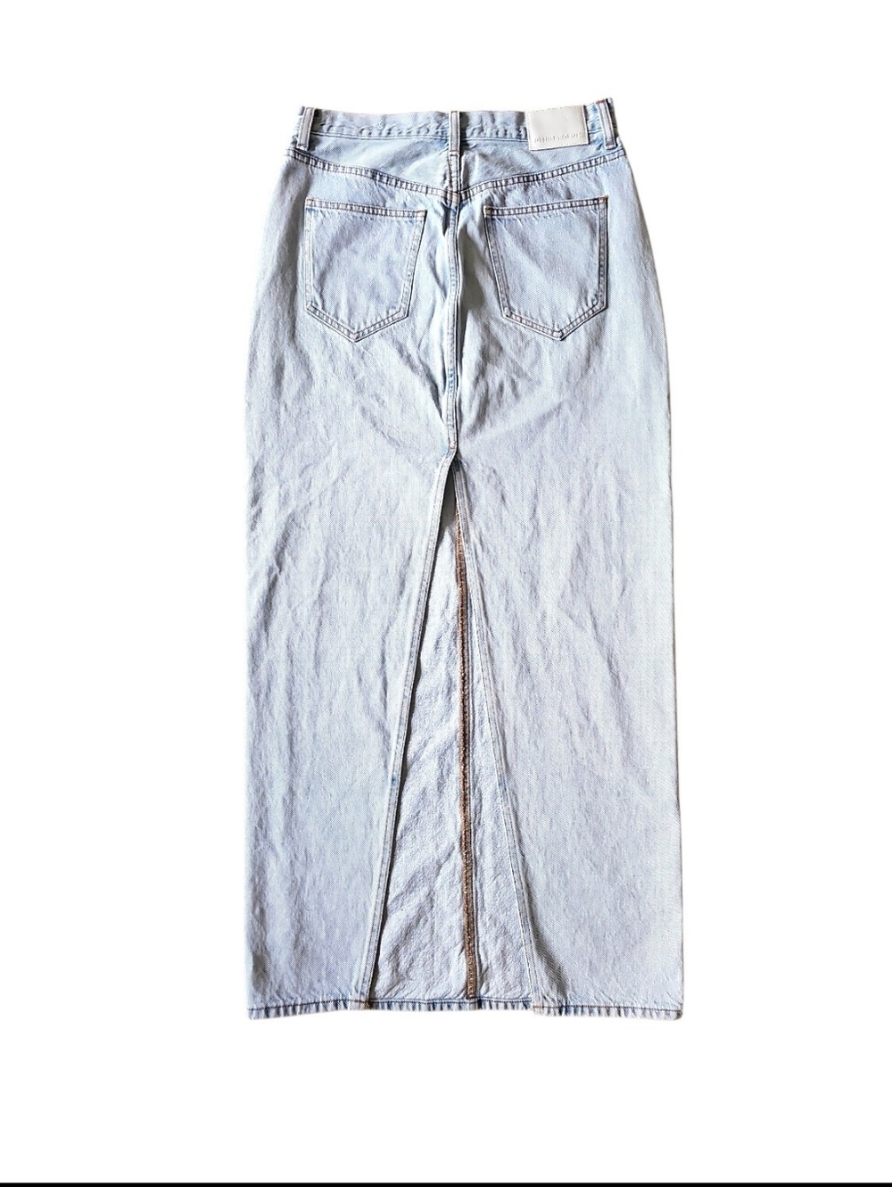 Denim Forum The '90s Pencil Maxi Denim Skirt High Rise BLeach Bleu Size 28 - Picture 10 of 15